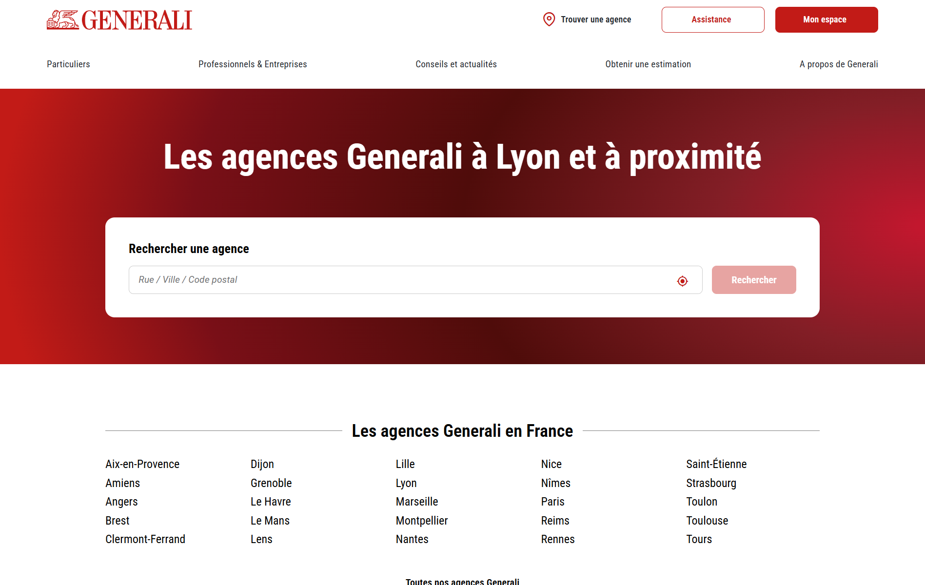 Visuel du Store Locator Generali