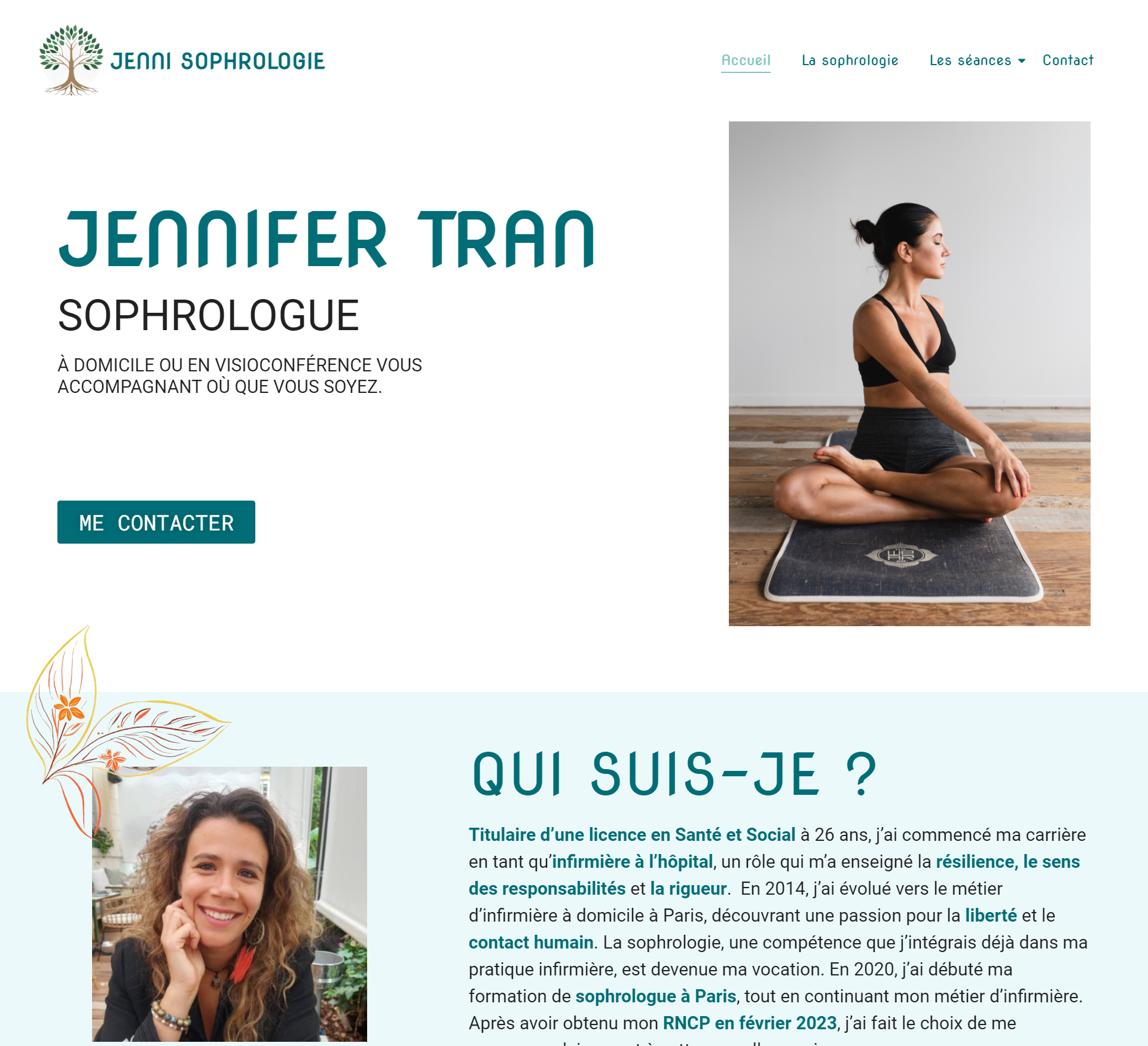 Visuel du concept de site web pour Jenni sophrologie