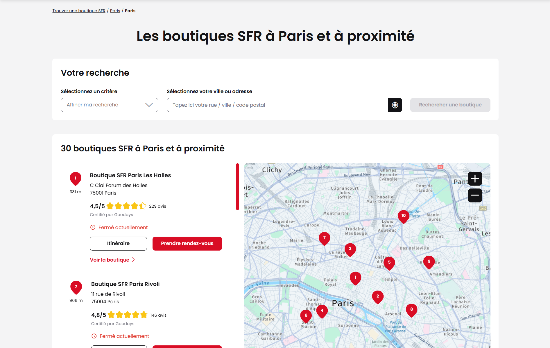 Visuel du Store Locator SFR
